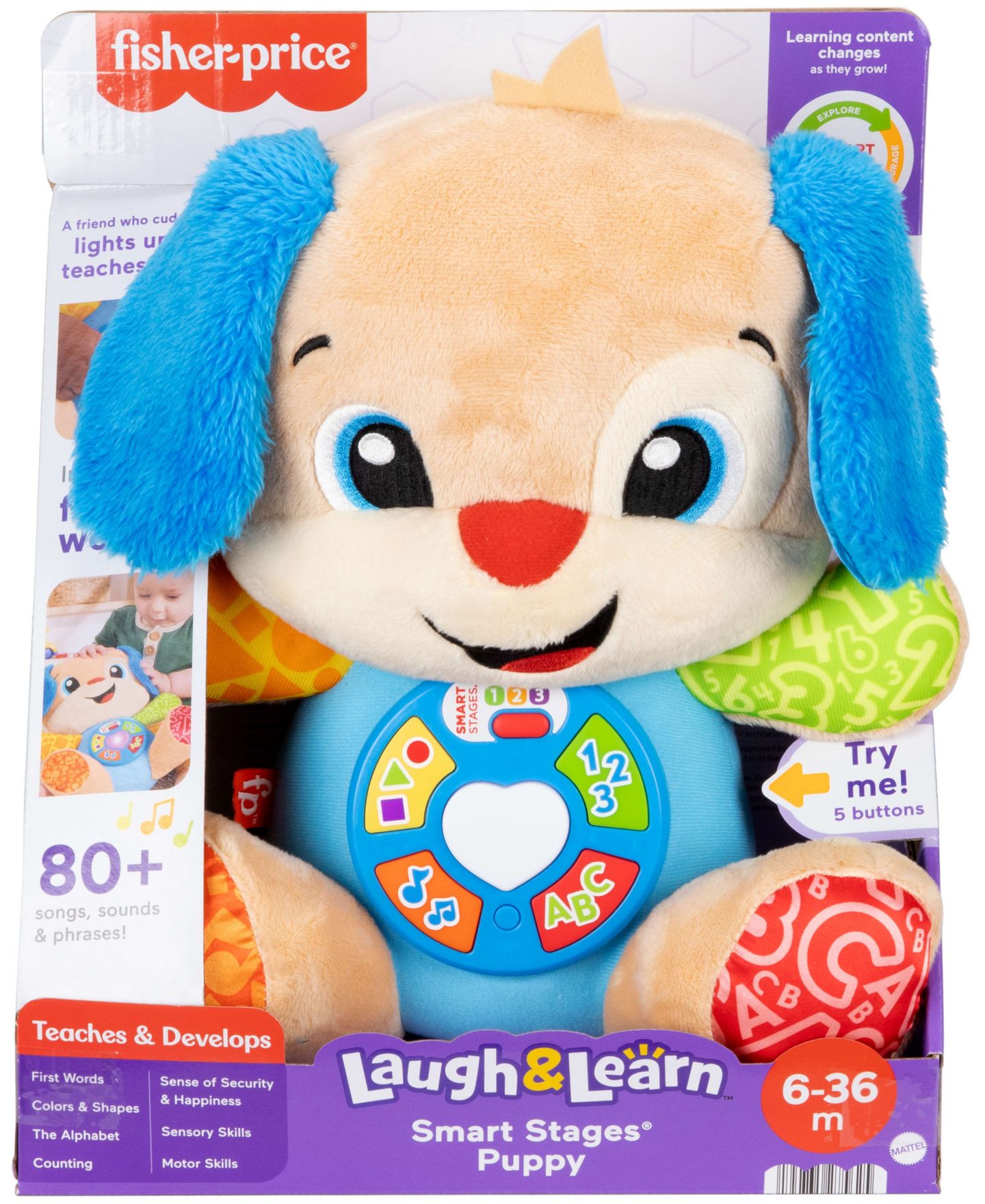 Детская игрушка Fisher Price Smart Stages Puppy Interactive Musical Learning Toy, 1-Piece, Ages 6-36 Months — фото 6