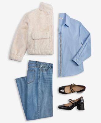 Women's Solid Embellished Popover Top, Macy's Exclusive