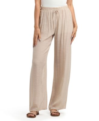 BCX - Women's Resort Gauzy Texture Mid Rise Wide Leg Pants
