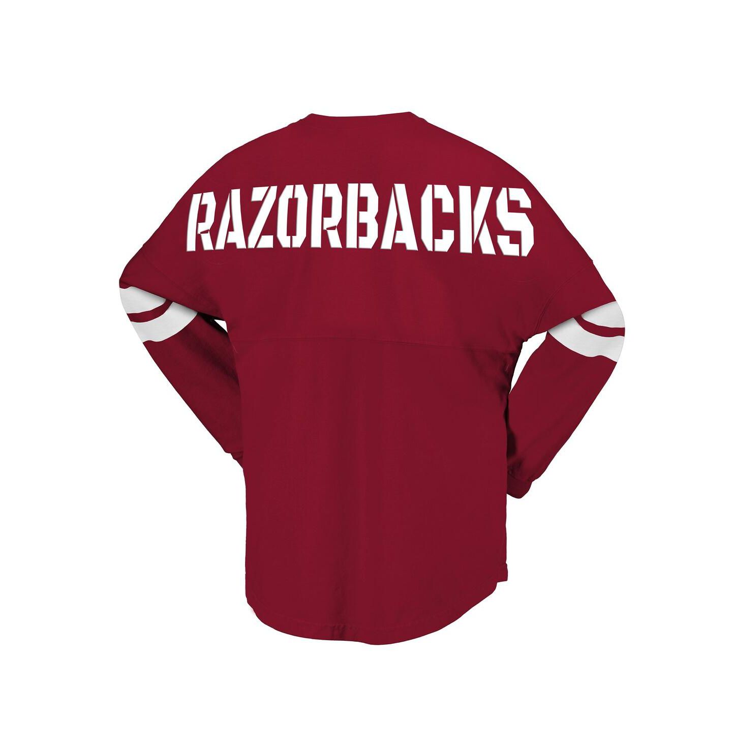Женская футболка Spirit Jersey Cardinal Arkansas Razorbacks Lace-Up V-Neck Long Sleeve — фото 2