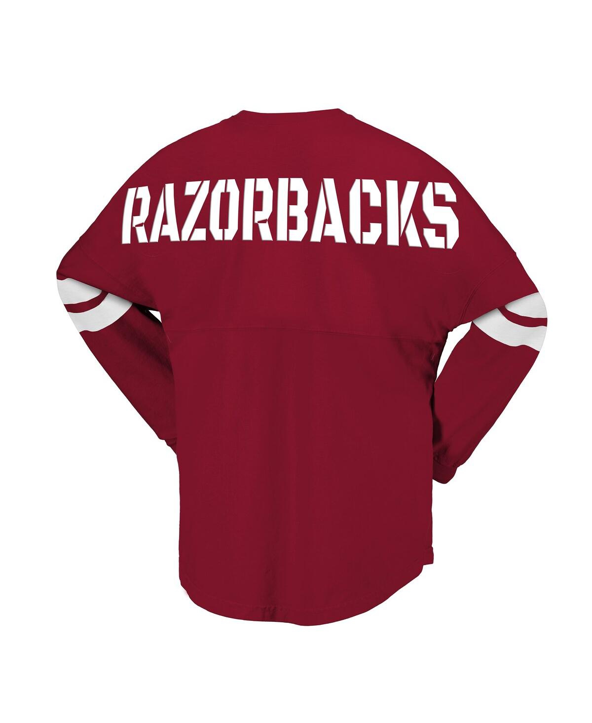 Spirit Jersey Women's Cardinal Arkansas Razorbacks Lace-up V-neck Long Sleeve T-shirt In Red