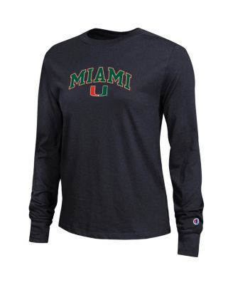 Women's Black Miami Hurricanes Arch Over Logo Long Sleeve T-Shirt