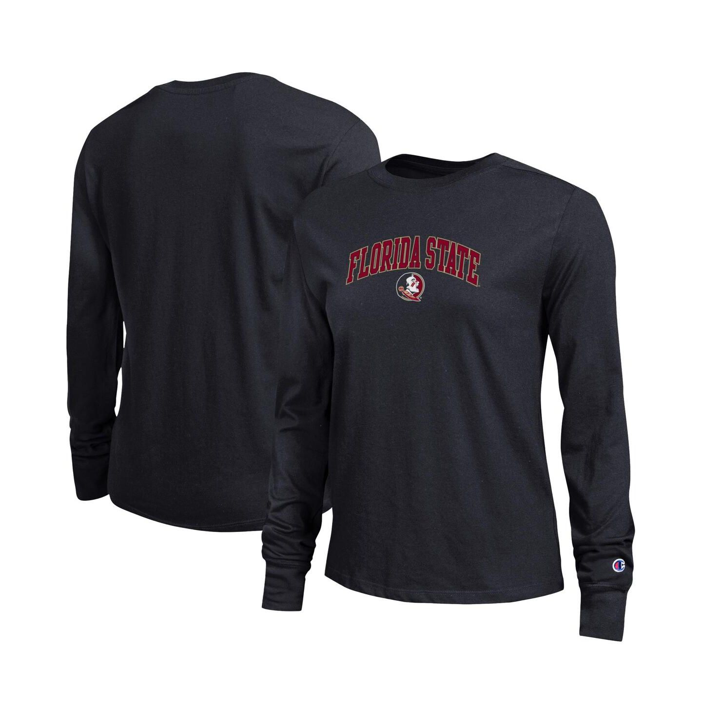 Женская футболка Champion Black Florida State Seminoles Arch Over Logo Long Sleeve — фото 1