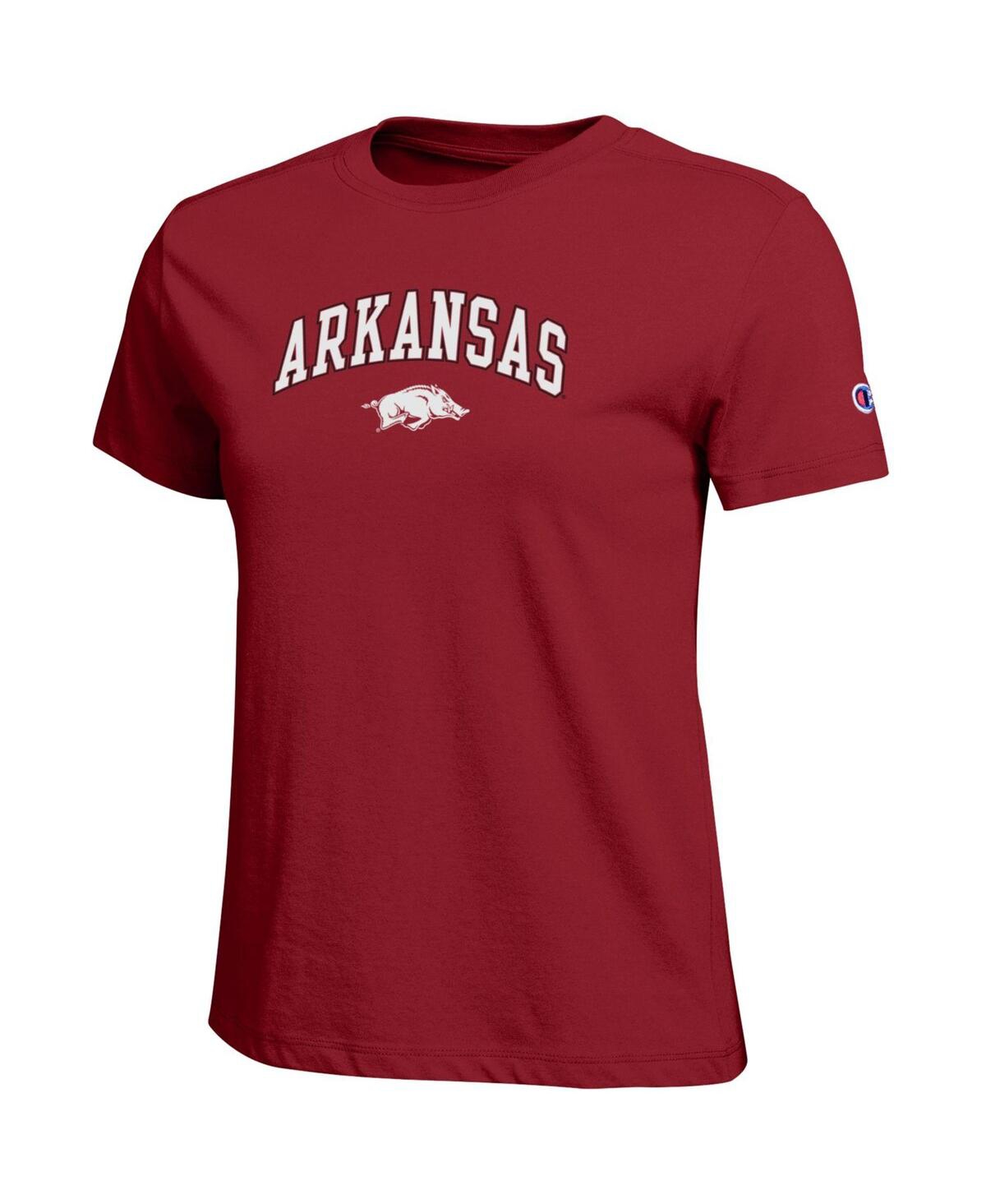 Champion Women's Cardinal Arkansas Razorbacks Arched Over Logo T-shirt In Brown