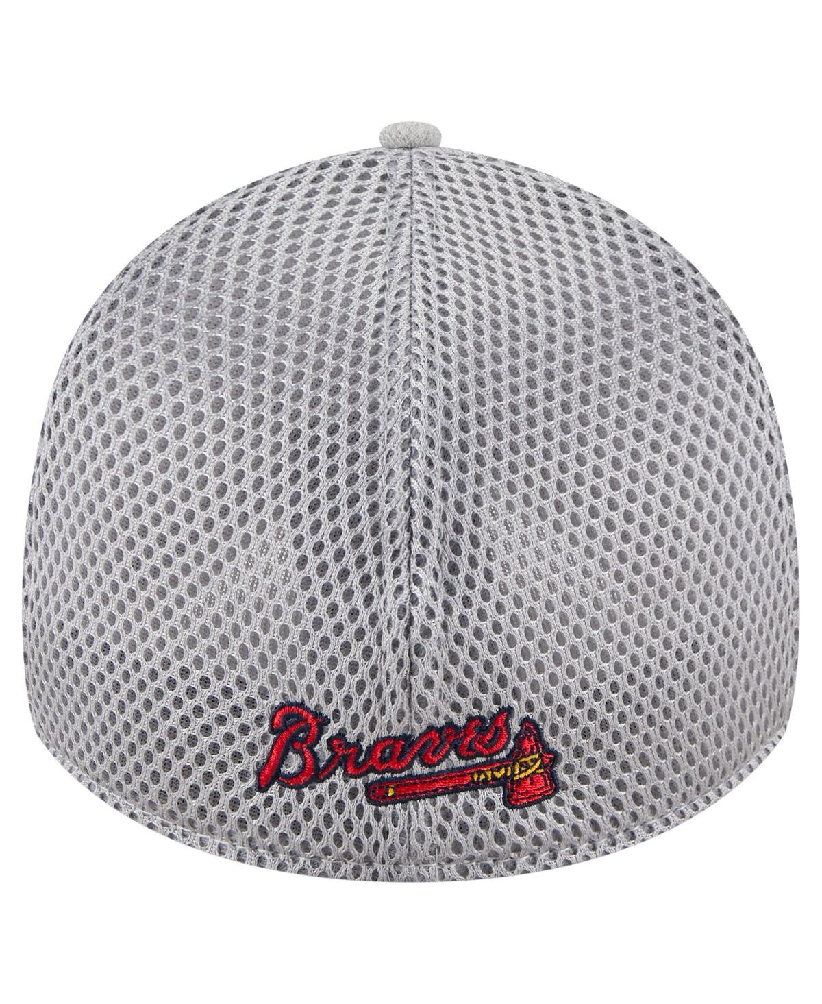 New Era Men's Gray Atlanta Braves Visor Paint Splatter 39thirty Flex Hat In Gray