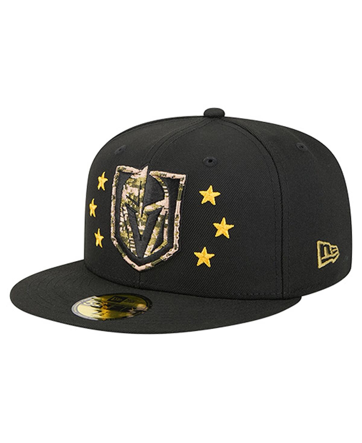 New Era Men's Black Vegas Golden Knights Military Appreciation Digital Camo Stars 59fifty Fitted Hat In Black