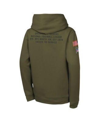 Big Boys and Girls Olive Green Bay Packers 2025 Salute to Service Club Fleece Hoodie