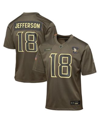 Nike - Big Boys and Girls Justin Jefferson Olive Minnesota Vikings 2025 Salute to Service Game Jersey