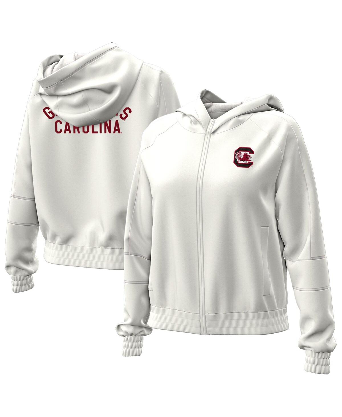 Under Armour Women's Natural South Carolina Gamecocks Gameday Rival Fleece Full-zip Cropped Hoodie In White