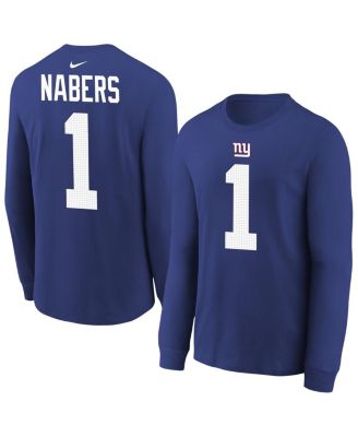 Nike - Big Boys and Girls Malik Nabers Royal New York Giants Player Name Number Long Sleeve T-Shirt