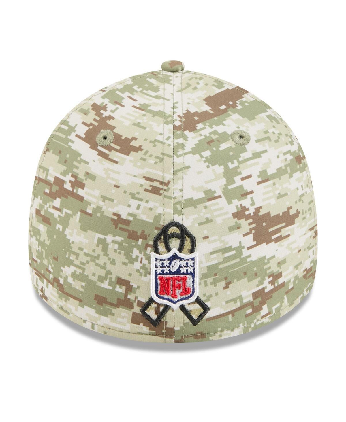 New Era Men's Camo/dark Green Carolina Panthers 2025 Salute To Service 39thirty Flex Hat In Green