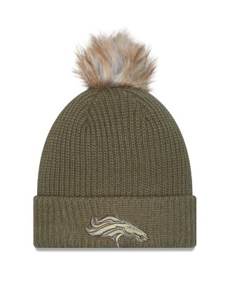 New Era - Women's Dark Green Denver Broncos 2025 Salute to Service Cuffed Knit with Pom Hat