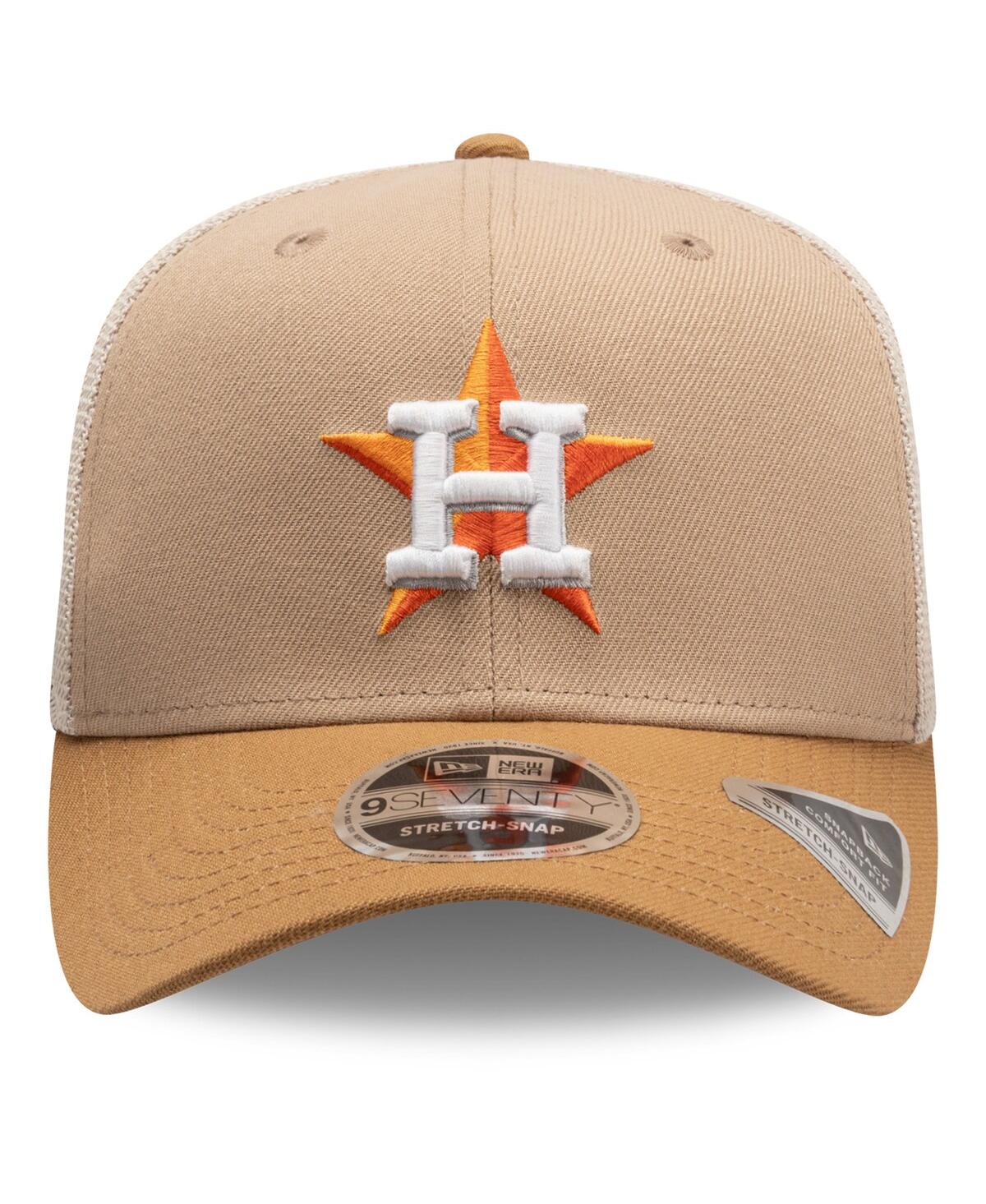 New Era Men's Stone/white Houston Astros 9seventy Trucker Adjustable Hat In Brown