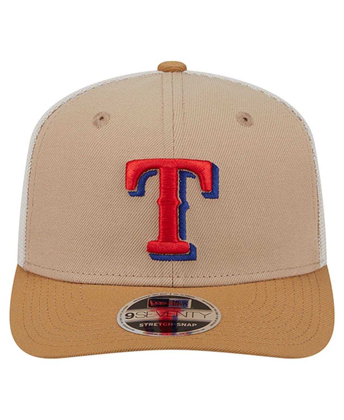 New Era Men's Stone/white Texas Rangers 9seventy Trucker Adjustable Hat In Brown