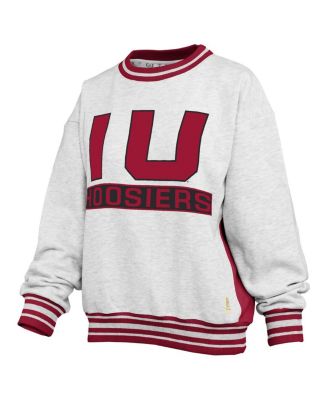 Women's Heather Gray/Crimson Indiana Hoosiers Endzone Crewneck Sweatshirt