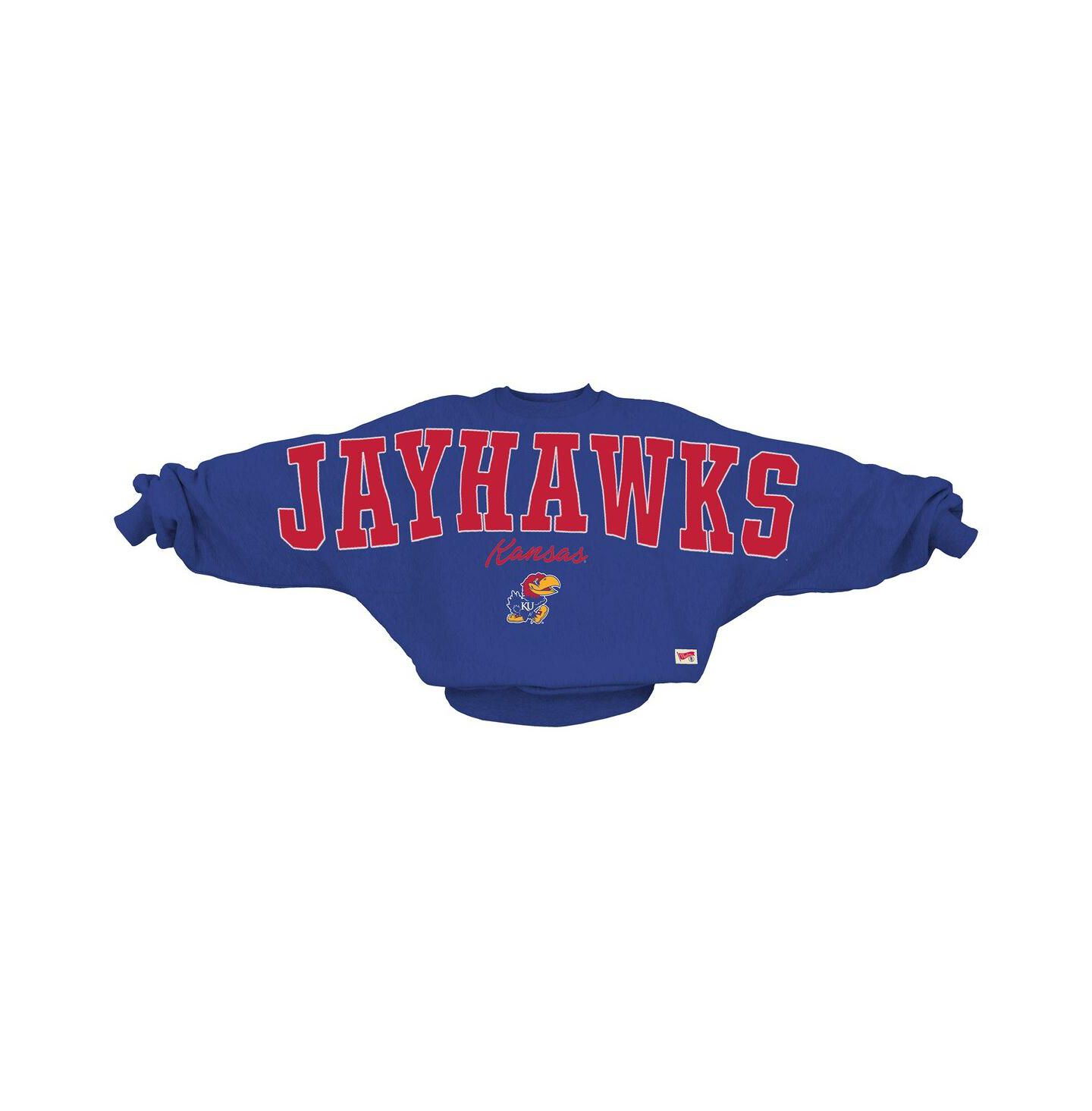 Женская толстовка Pressbox Royal Kansas Jayhawks Flannigan Oversized Dolman Pullover — фото 1