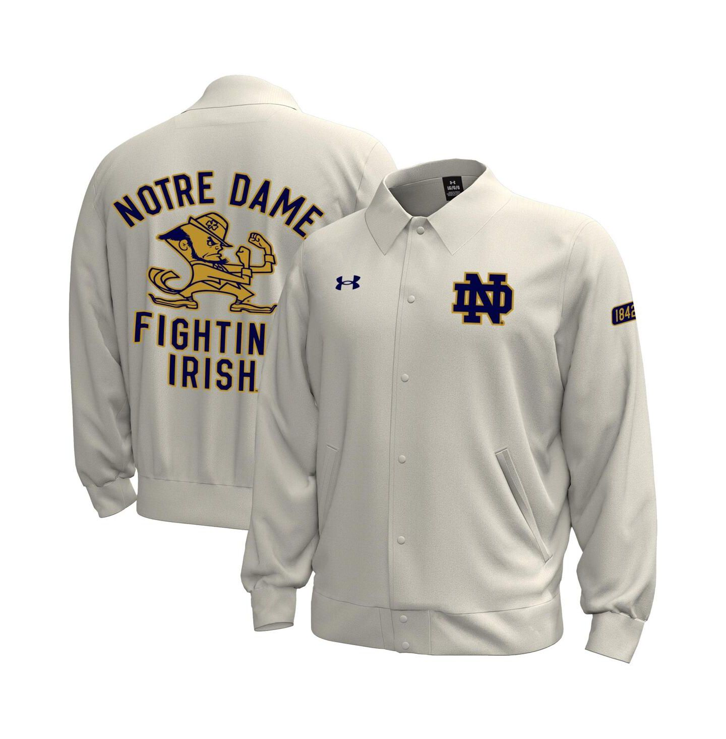 Мужская куртка Under Armour Under Armor Stone Notre Dame Fighting Irish Gameday Icon Full-Snap Fleece — фото 1