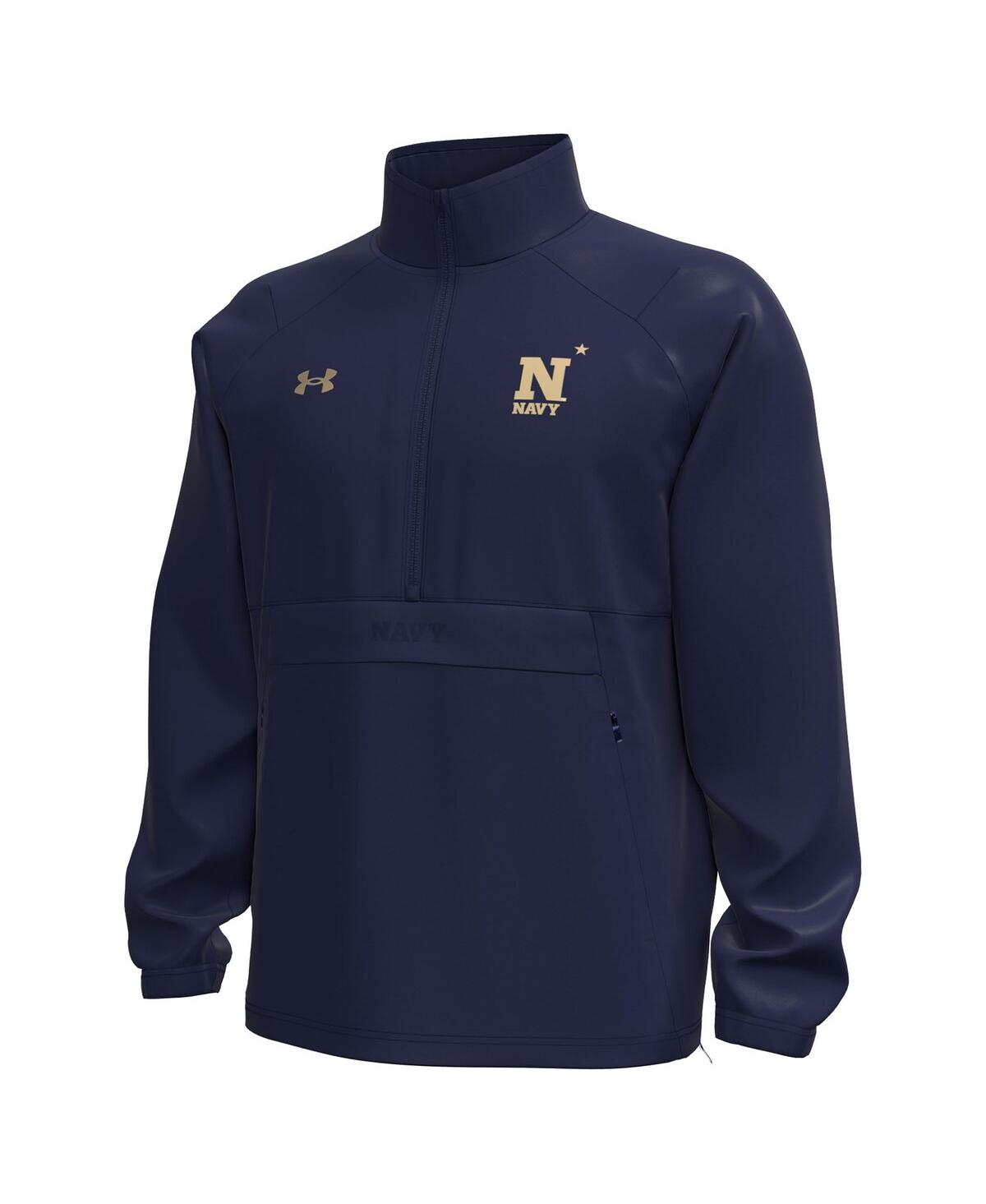 Under Armour Men's Navy Midshipmen Unstoppable Woven Anorak Storm Tech Half-Zip Jacket Hoodie