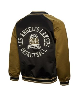 Men's Olive/Black Los Angeles Lakers Clutch Satin Raglan Full-Snap Jacket