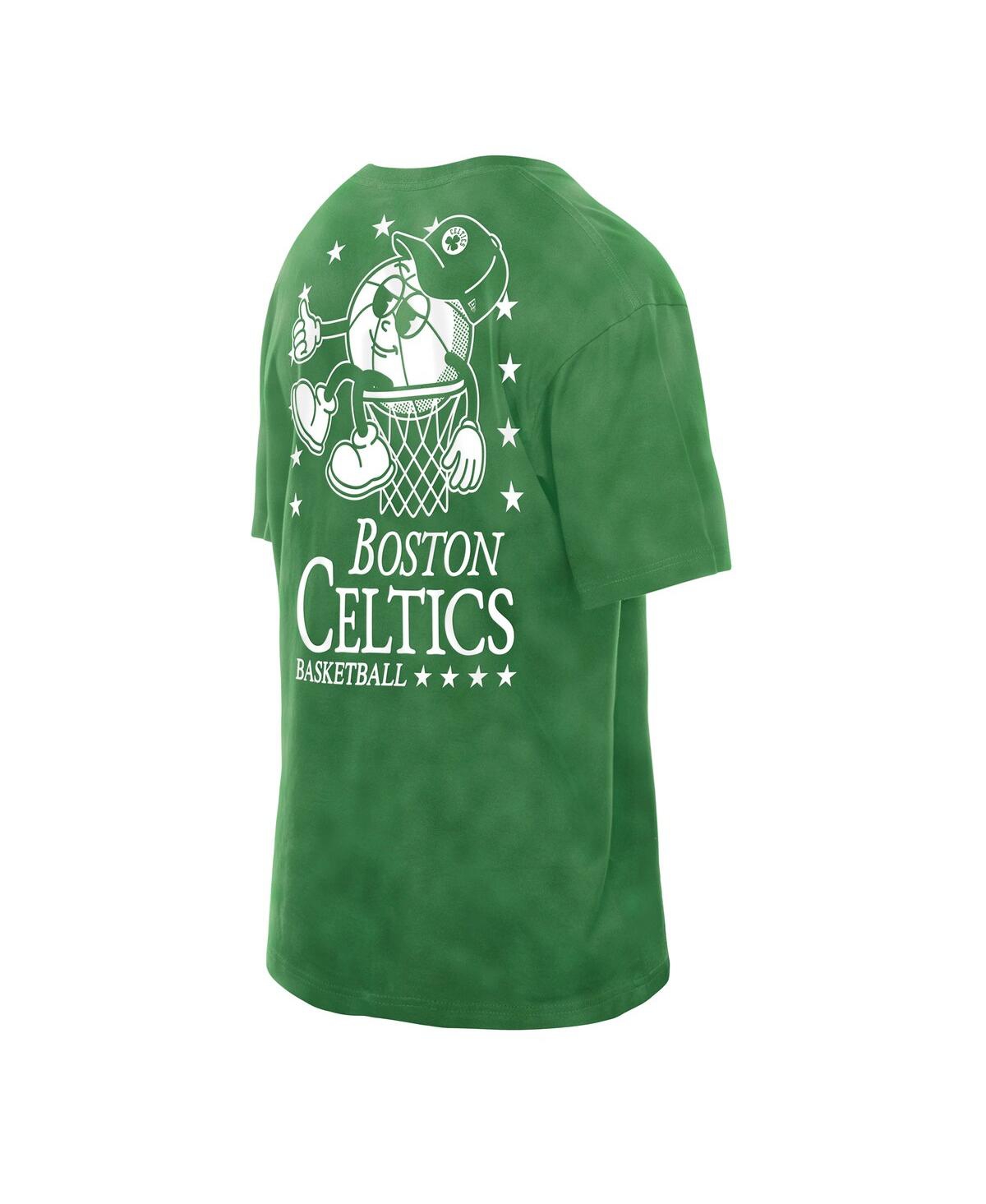 New Era Men's Kelly Green Boston Celtics Old School Sport Enzyme Wash Oversized T-shirt In Green