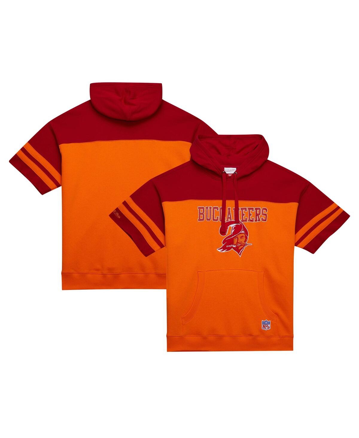 Mitchell & Ness Men'sâ Orange Tampa Bay Buccaneers Off Field Vintage Logo Short Sleeve Pullover Hoodie