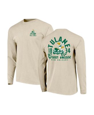 Image One - Men's Natural Tulane Green Wave Comfort Colors Mascot Overlay Long Sleeve T-Shirt