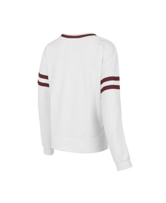 Women's White Texas A&M Aggies Borough French Terry Arch Over Long Sleeve Top