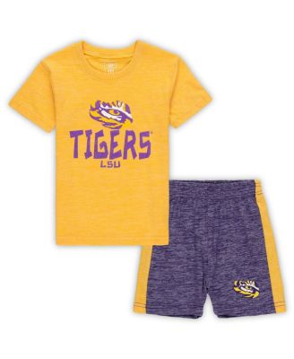 Wes & Willy - Toddler 2-Piece LSU Tigers Cloudy Yarn T-Shirt and Shorts Set