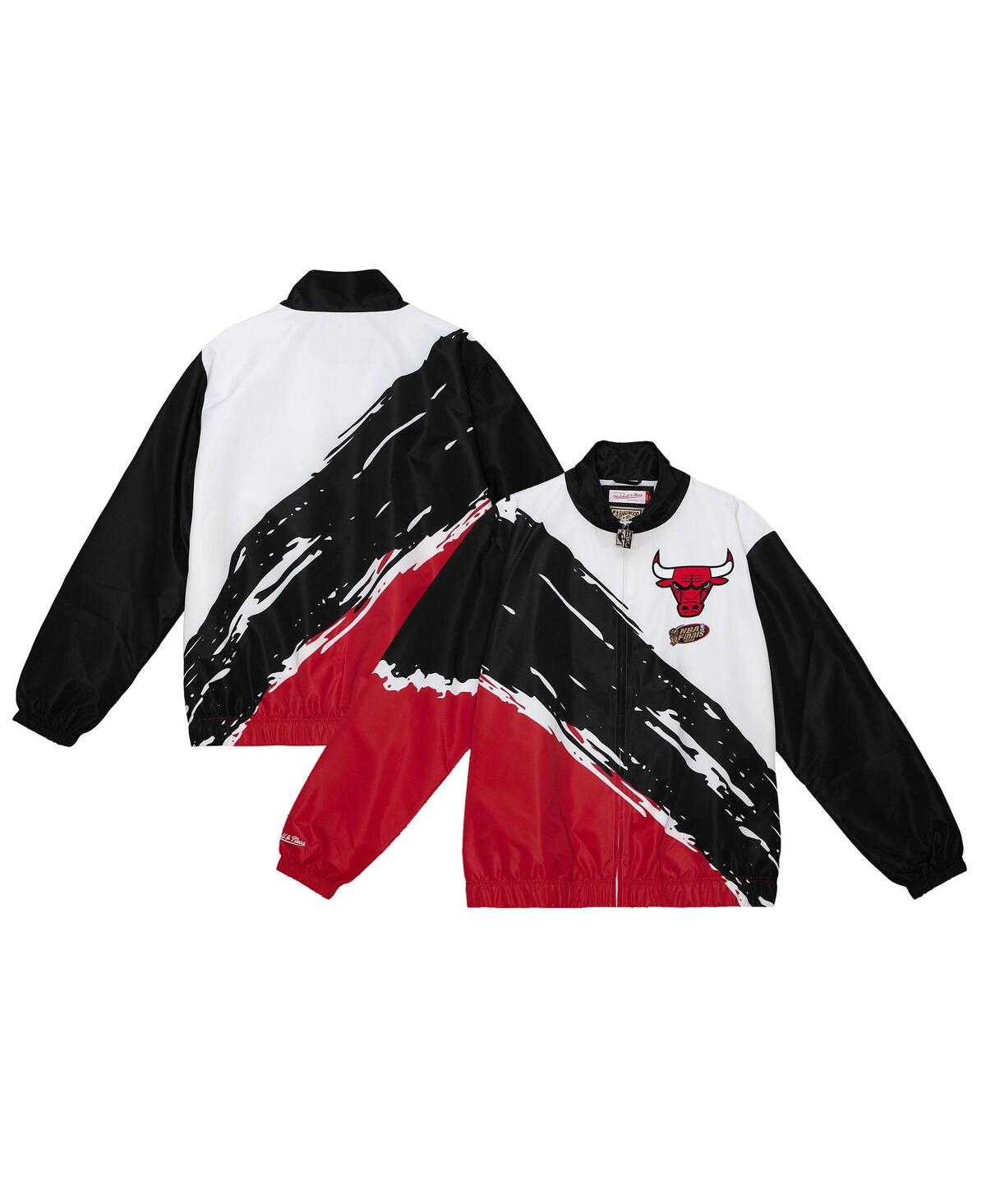 Mitchell & Ness Men's White Chicago Bulls Paintbrush Full-Zip Windbreaker Jacket