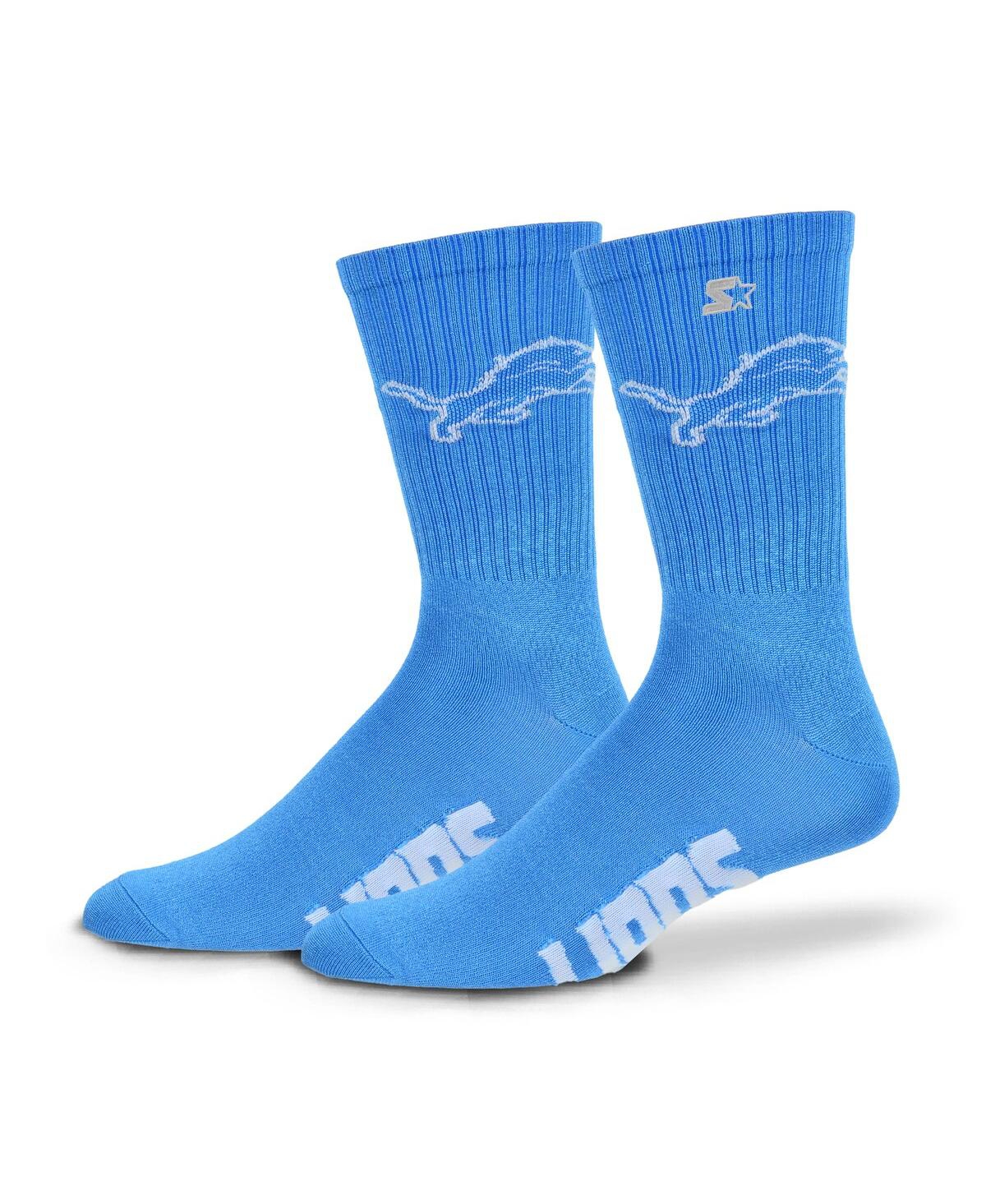 Starter Men's And Women's Blue Detroit Lions Satin Crew Socks
