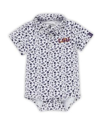 Garb - Baby Boys and Girls Purple LSU Tigers Tom Allover Print Performance Polo Bodysuit