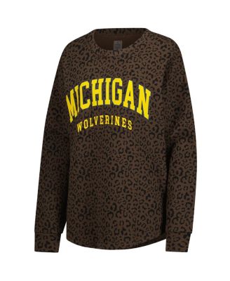 Women's Brown Michigan Wolverines Leopard Oversized Sweatshirt