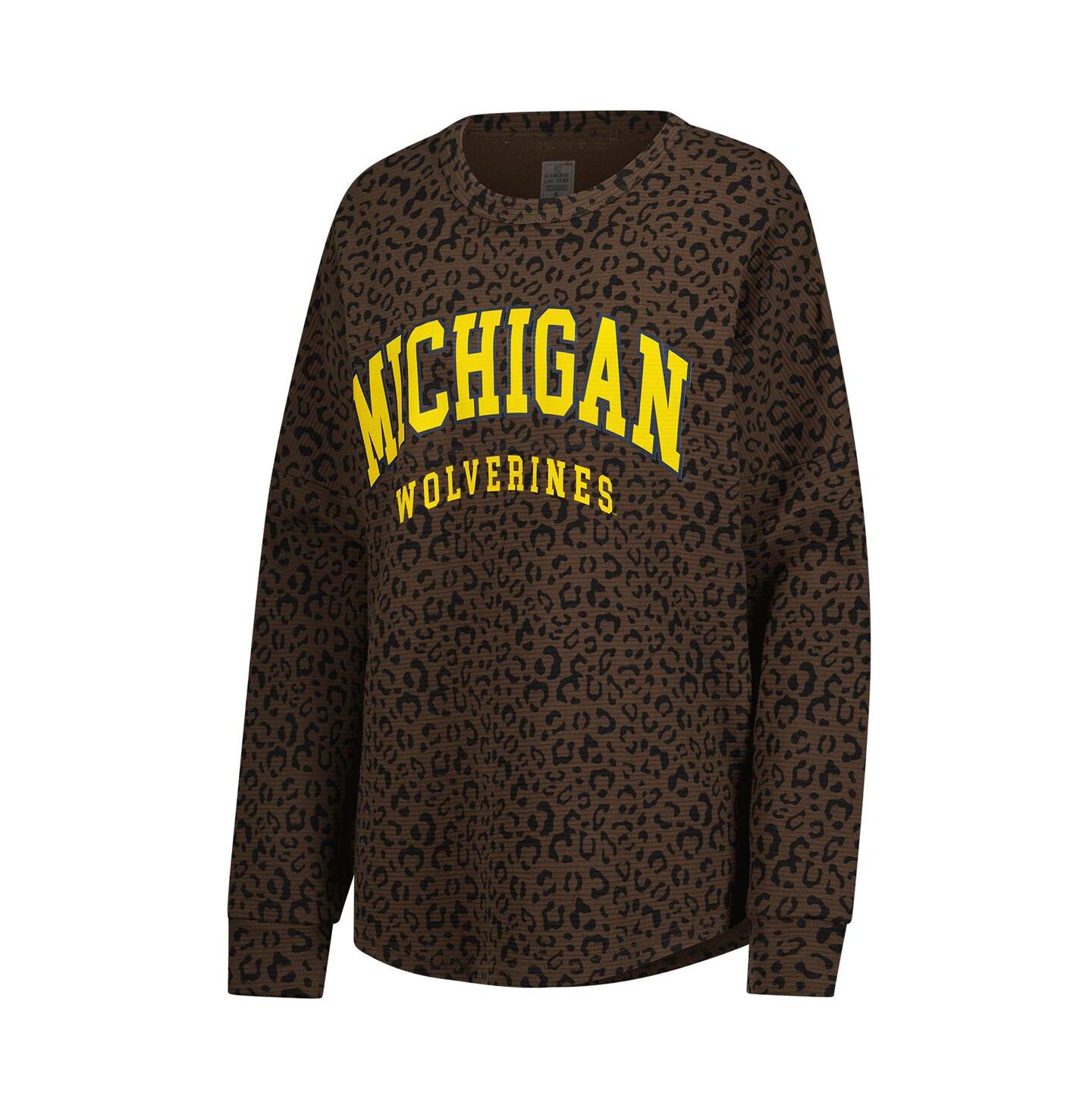 Женская толстовка Gameday Couture Brown Michigan Wolverines Leopard Oversized Sweatshirt — фото 3