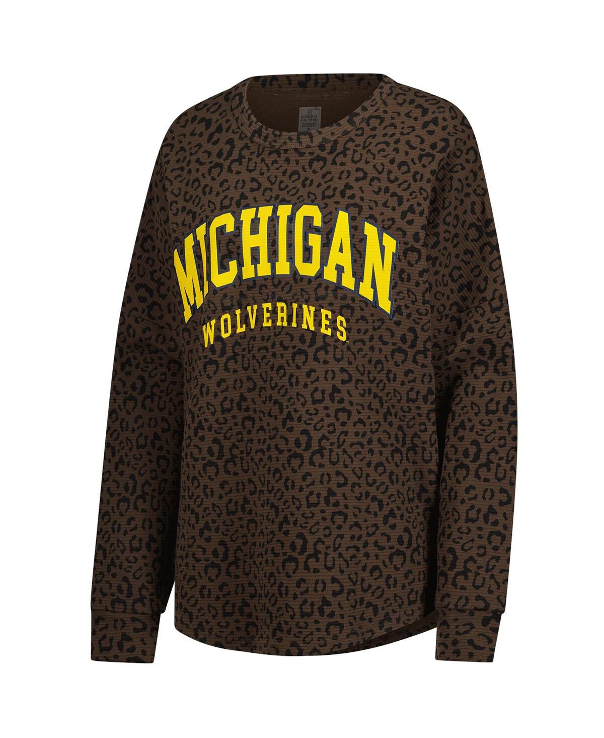 Gameday Couture Women's Brown Michigan Wolverines Leopard Oversized Sweatshirt In Brown