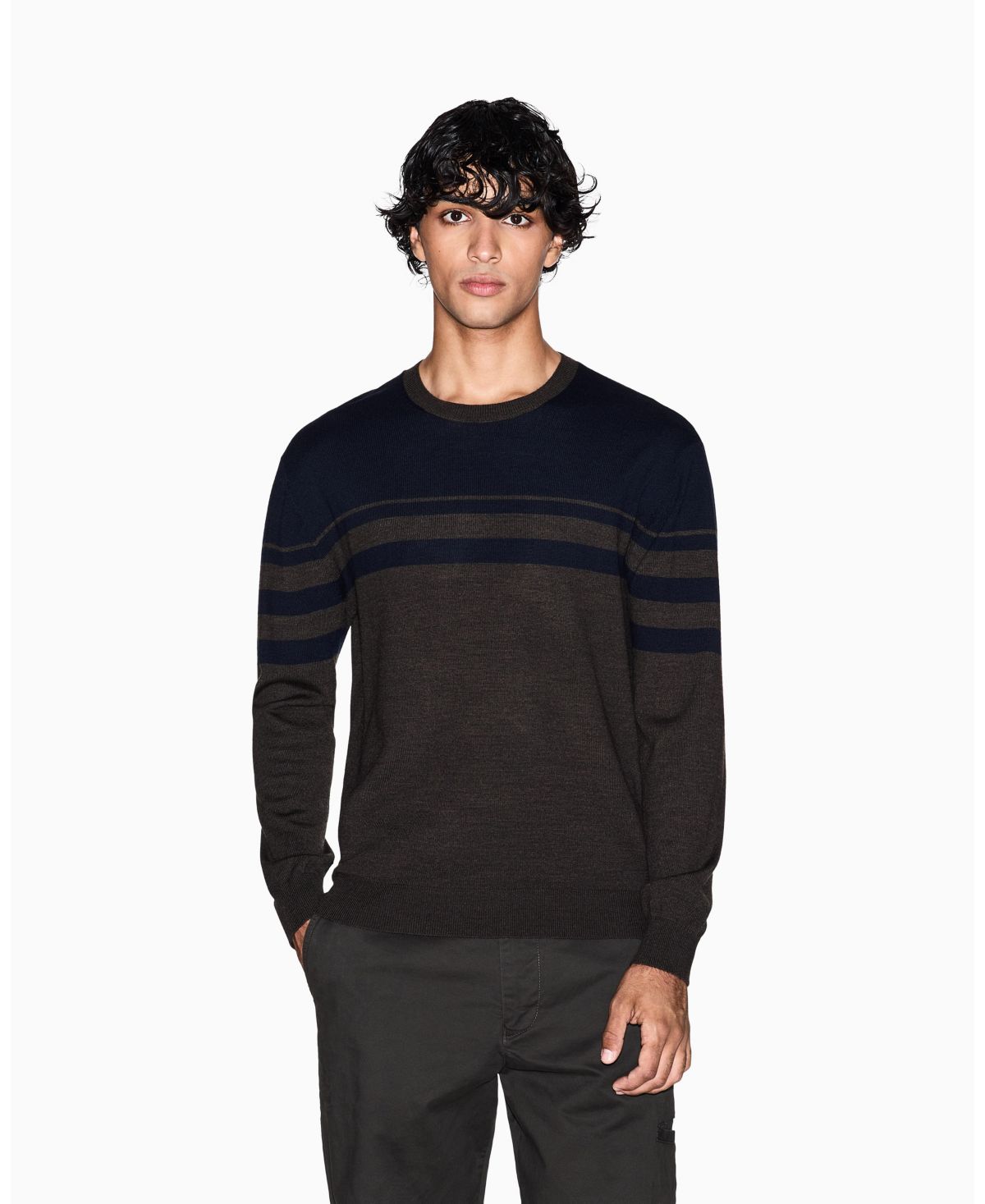 Мужской свитер с длинными рукавами из смеси шерсти Color Block