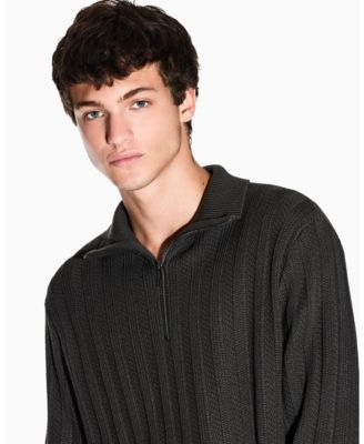 Men's Ribbed Quarter Zip Sweater