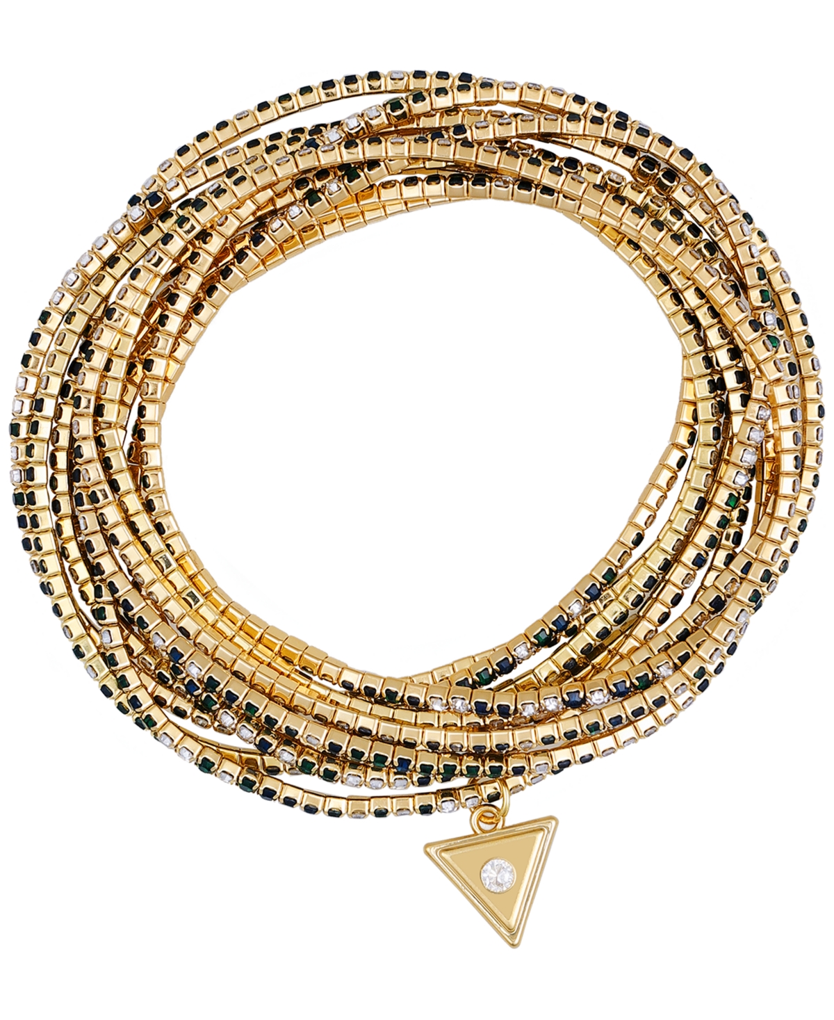 Guess 10-pc. Crystal Gold-tone Stretch Bracelet In Gold