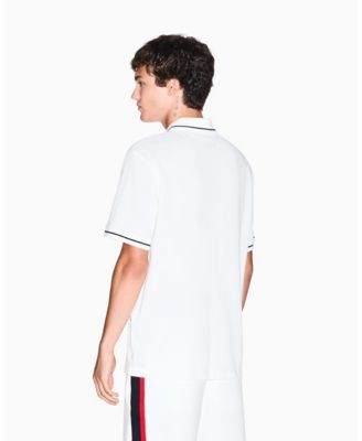 Men's Color Block Pique Zip-Collar Tipping Polo Shirt