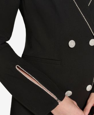 Women's Rhinestone-Trim Tuxedo Dress