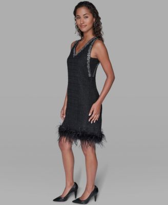 Women's V-Neck Embellished Shift Dress