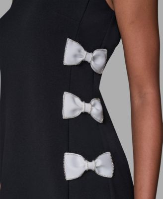 Women's Bow Detail Crew Neck Sheath Dress