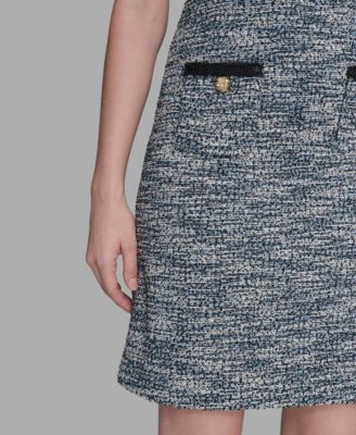 Women's Tweed Collared Shift Dress