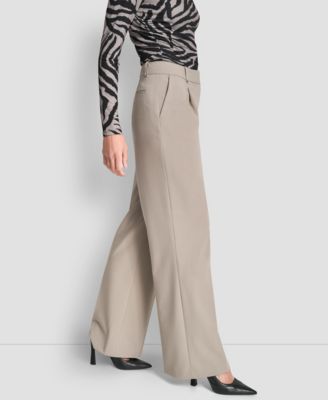 Women's Pintuck Wide Leg Mid Rise Trousers