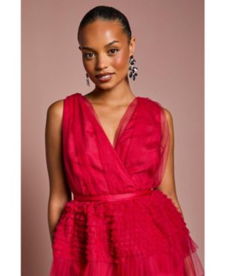 Women's Sleeveless Mesh Tiered Maxi Dress