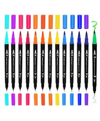 24 Colors Brush Markers for Adult Coloring Books, Coloring Markers for Adults Lettering, Dual Tip Brush Pens