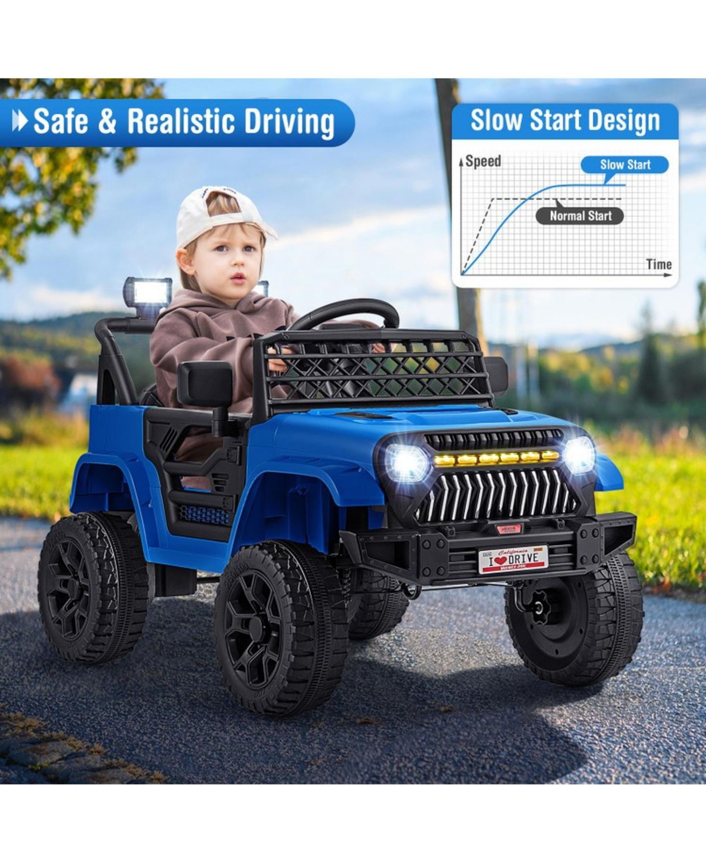 Детская игрушка SUGIFT 12V Rechargeable Ride-On Truck with Parental Remote, 66 lb Capacity, Ages 3+, цвет: Синий — фото 5