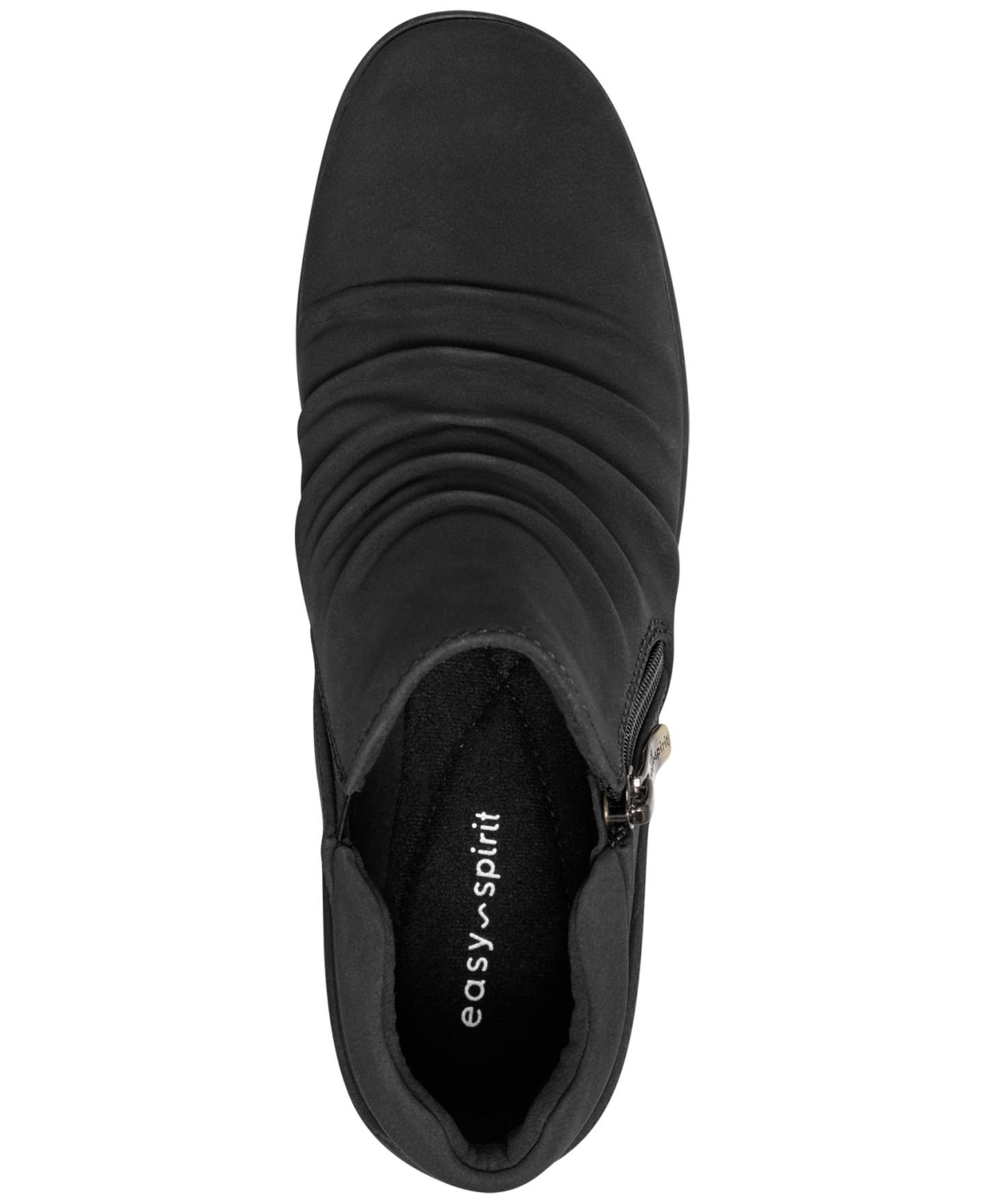 Женские ботинки Easy Spirit Aleta Ruched Side-Zip Flat Booties, цвет: Чёрный — фото 4