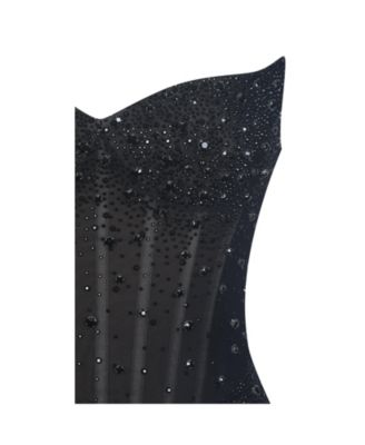 Women Fatima Black Crystal Sleeveless Corset Mermaid Maxi Dress