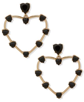 KARL LAGERFELD PARIS - Black Stone Heart Drop Earrings