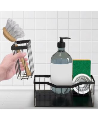 Stainless Steel Sink Caddy &amp;#x2013; Sponge and Brush Holder with Self-Draining Tray